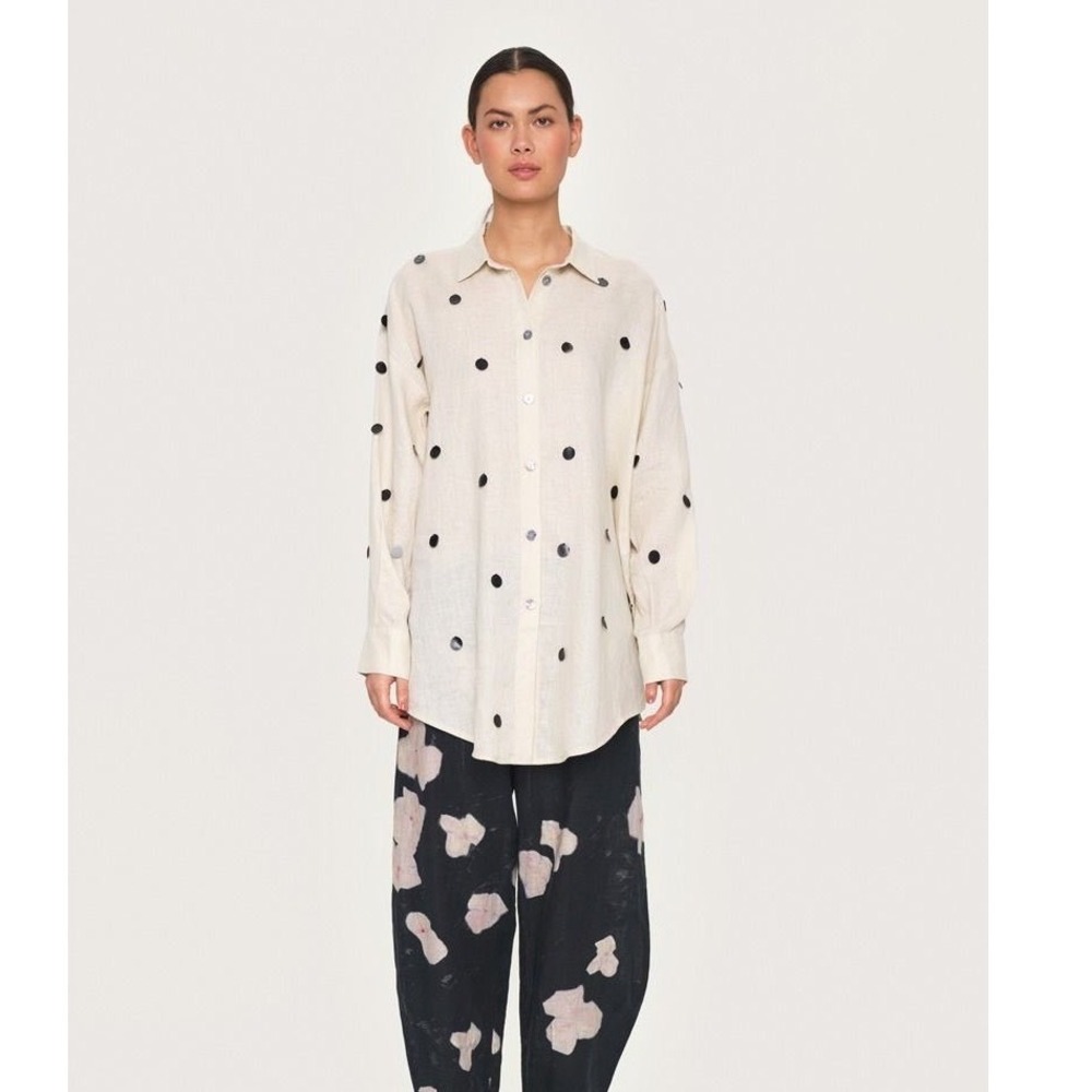 BITTE KAI RAND airy linen sequins shirt‎ tunic NWT womens medium polka dot